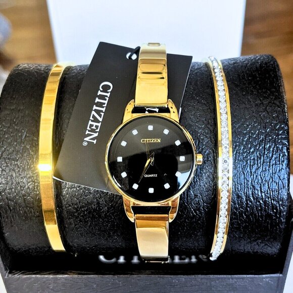 Citizen Women's EZ6372-69E Gold Watch & Bracelets Set - Picture 1 of 6